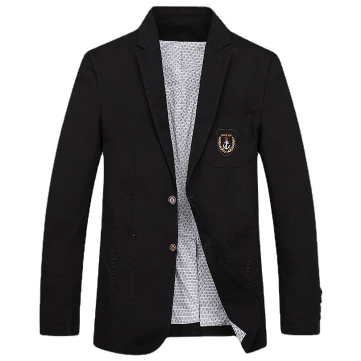 Men's cotton blazer in casual worker style with chest pocket and emblem Mune Fashion