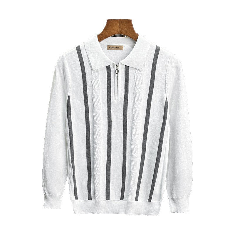 Men's Stylish Short Sleeve Knit Top with Zipper Mune Fashion 1787964672