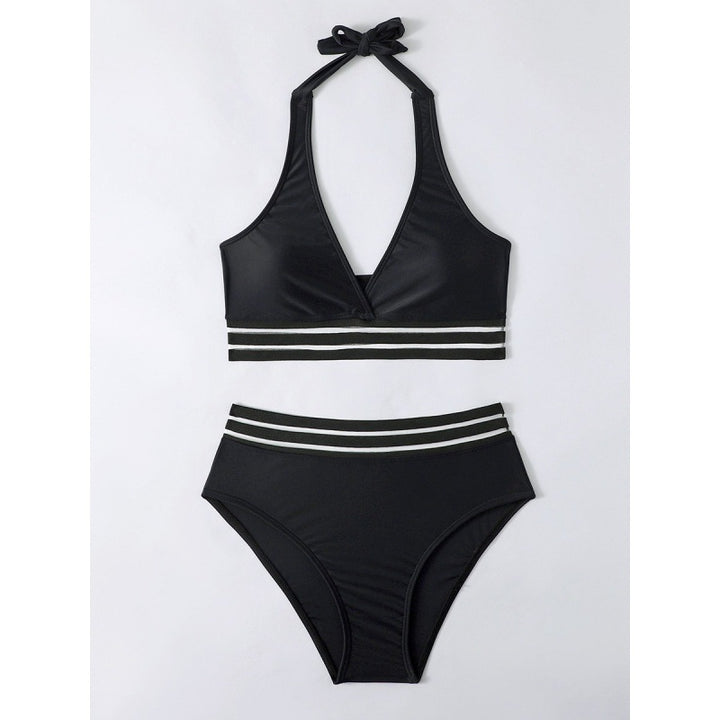 Women Triangle Bikini Set with sporty stripe pattern Mune Fashion