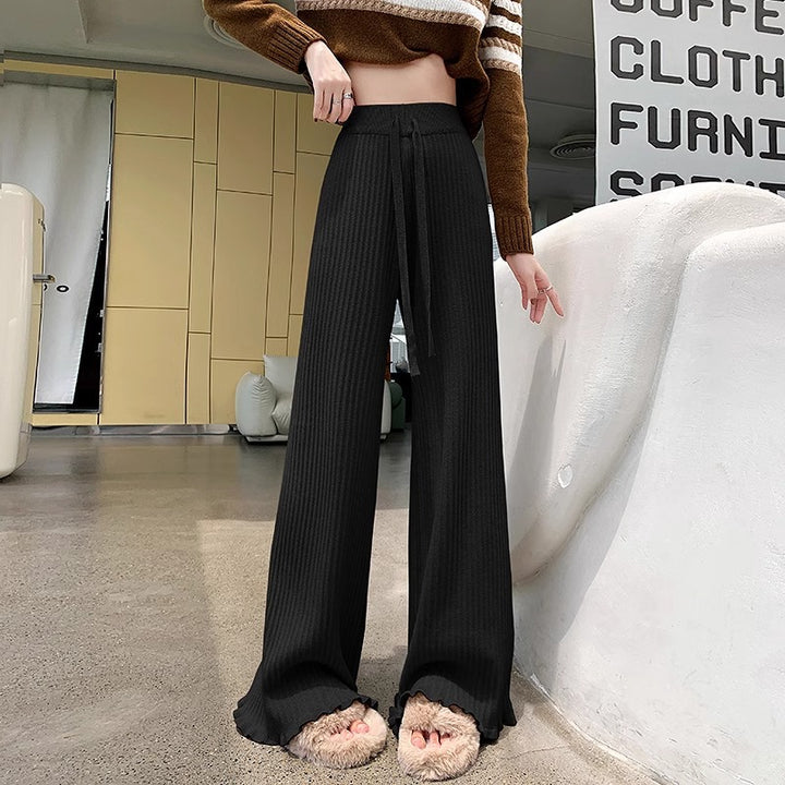 Women Wide Cut Rib-Knit Pants Mune Fashion