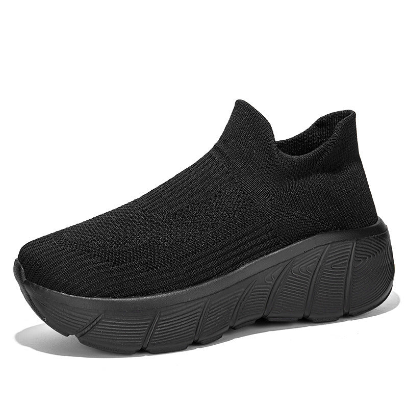 Unisex nan seamless knit slip-on shoe with sculpted platform outsole and orthopedically shaped heel support Mune Fashion
