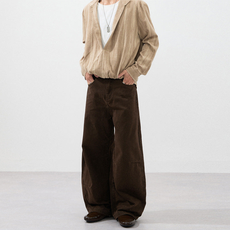 Men's ultra-wide baggy pants with distinctive crotch yoke and reinforced knee panels Mune Fashion