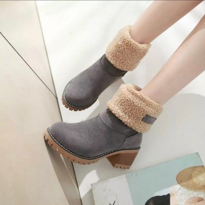 Women's ankle boots with teddy lining, block heel, and profile sole Mune Fashion