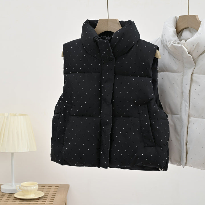 Women's Insulated Sleeveless Padded Gilet with Quilted Stand-up Collar Mune Fashion
