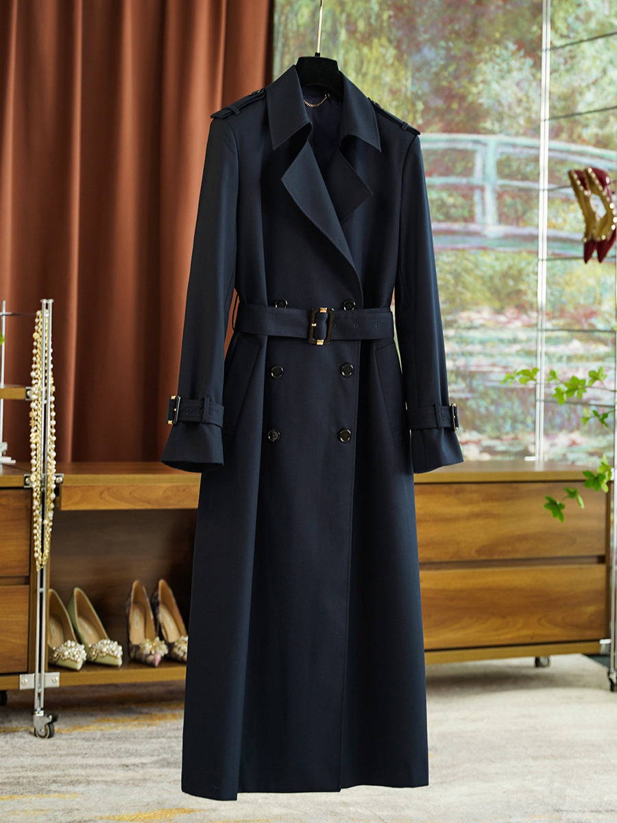 Women's double-breasted tailored trench coat with belt, shoulder epaulets & adjustable cuffs Mune Fashion