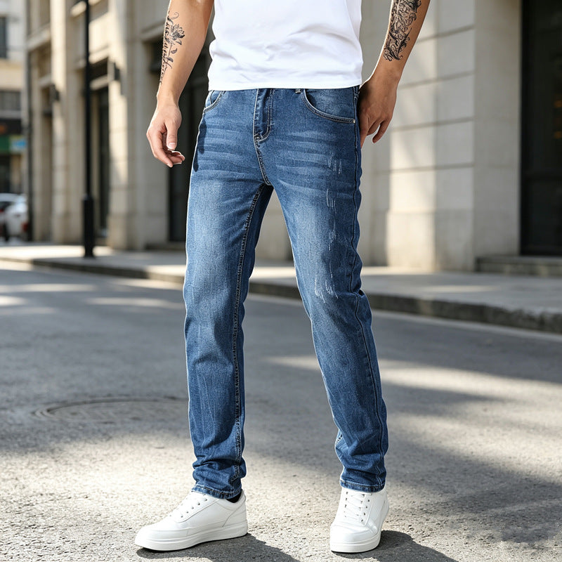 Men's Elegant Slim-Fit Jeans with Fashionable Used-Look Mune Fashion