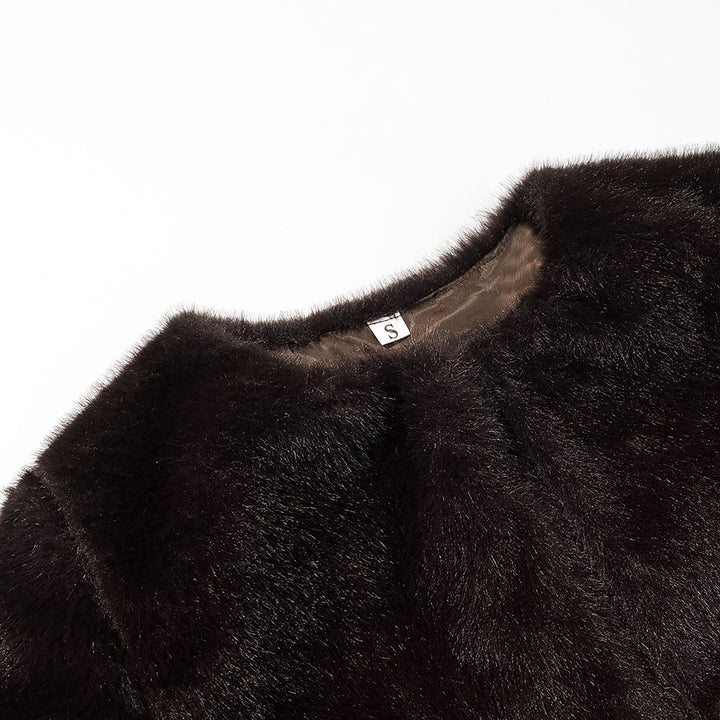 Ladies Short-Cut Faux Fur Bolero with 3/4 Sleeves Mune Fashion