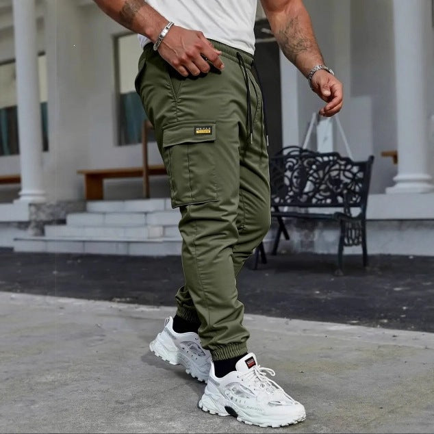 Men's Tapered Cargo Jogging Pants with Elastic Waistband, Drawstring, and Multiple Pockets Mune Fashion