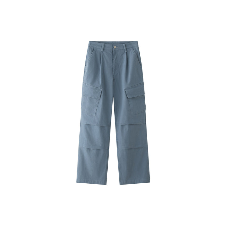 Women's Wide Cargo Palazzo Pants with Pleats and Large Flap Pockets Mune Fashion