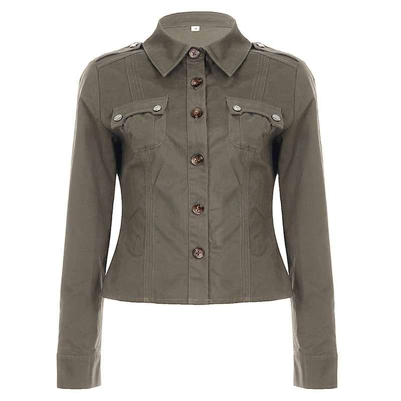 Women's tailored shirt jacket with chest pockets and distinctive seam design Mune Fashion