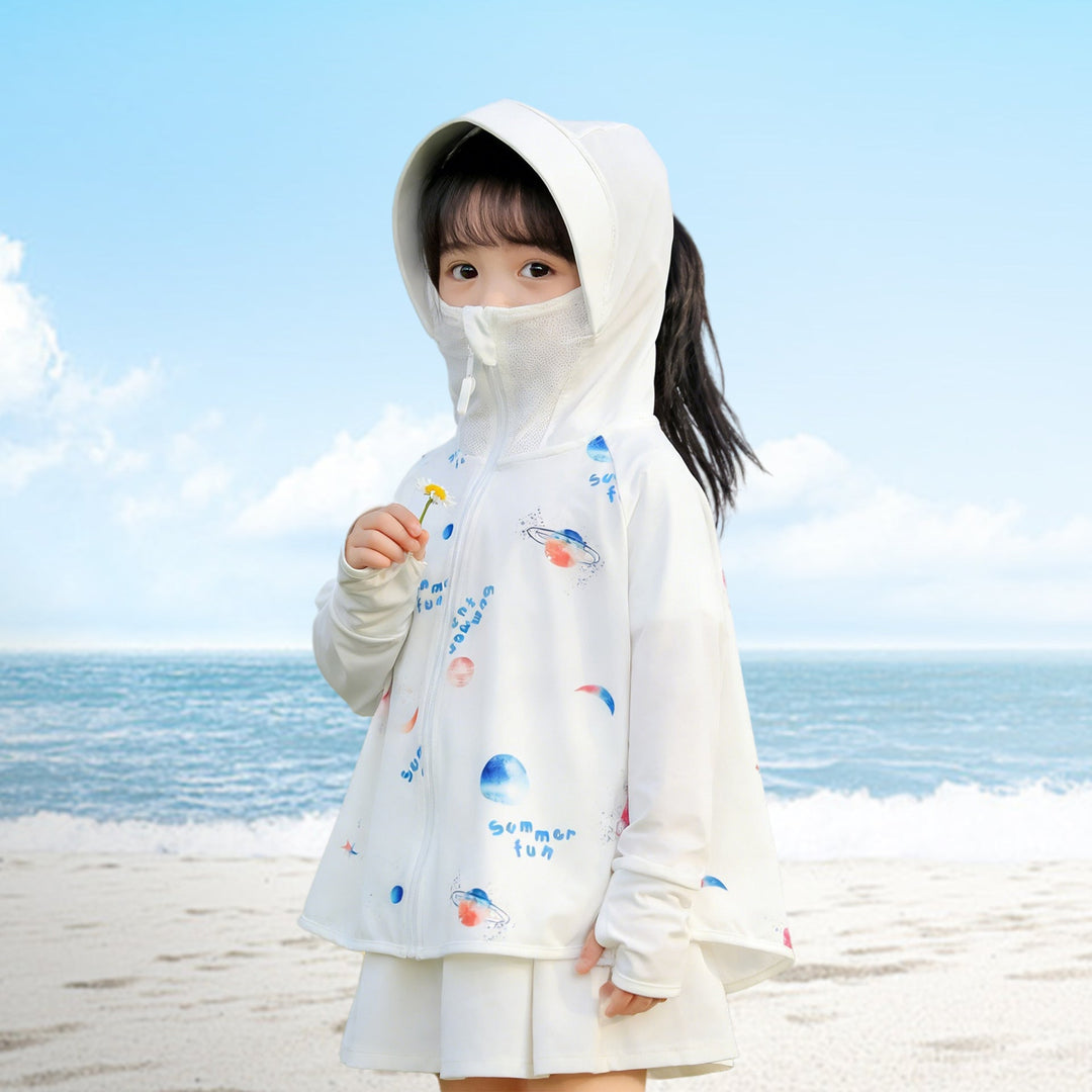 Women's nan children's UV protection sun jacket with hood and integrated face cover Mune Fashion