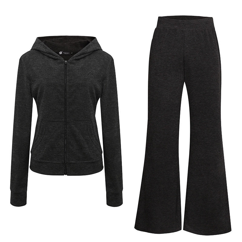 Women's Wide Flared Knit Pants with High Waist and Flared Leg Mune Fashion