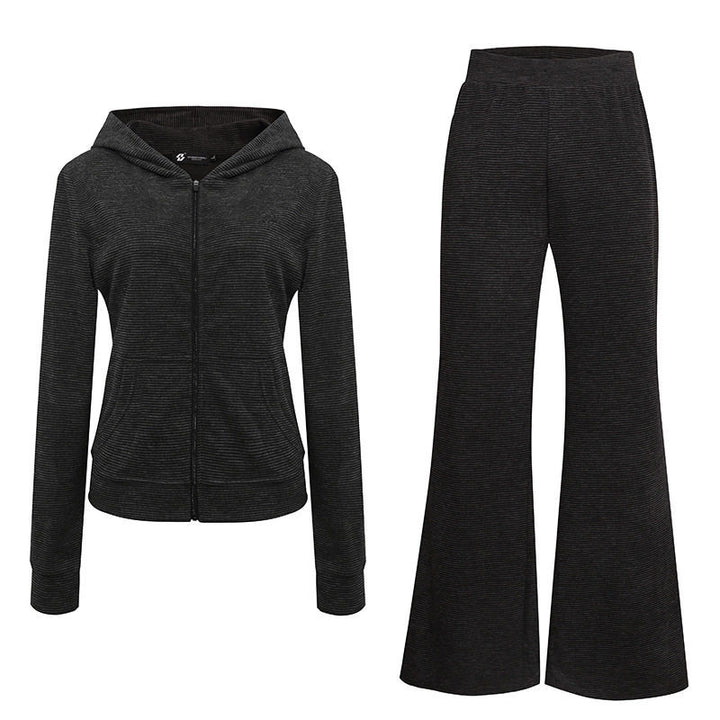 Women's Wide Flared Knit Pants with High Waist and Flared Leg Mune Fashion