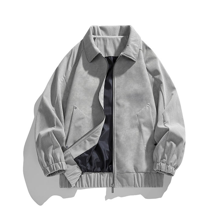 Men's faux velvet bomber jacket in oversized boxy cut with two-way zipper & elastic hem Mune Fashion