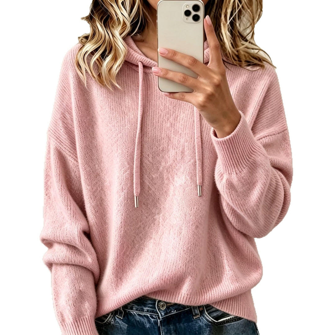 Ladies Oversize Knit Hoodie made of soft fine knit with drawstring Mune Fashion
