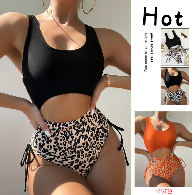 Women's Cut-Out Swimsuit with Fashionable Leopard Print Mune Fashion