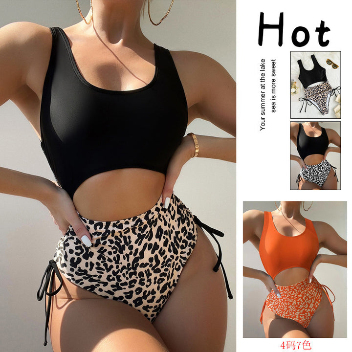 Women's Cut-Out Swimsuit with Fashionable Leopard Print Mune Fashion