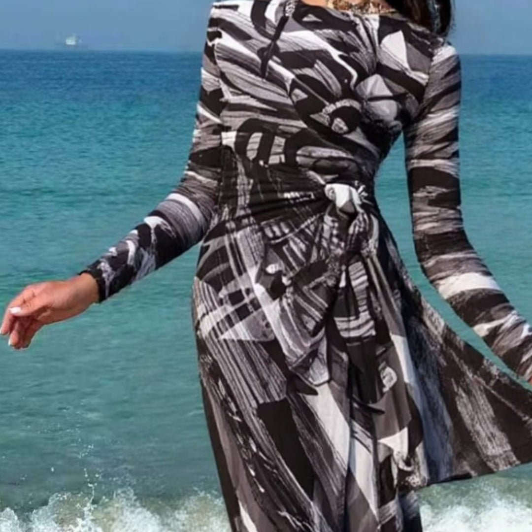 Women's Maxi Beach Dress with Sophisticated Wrap Design Mune Fashion