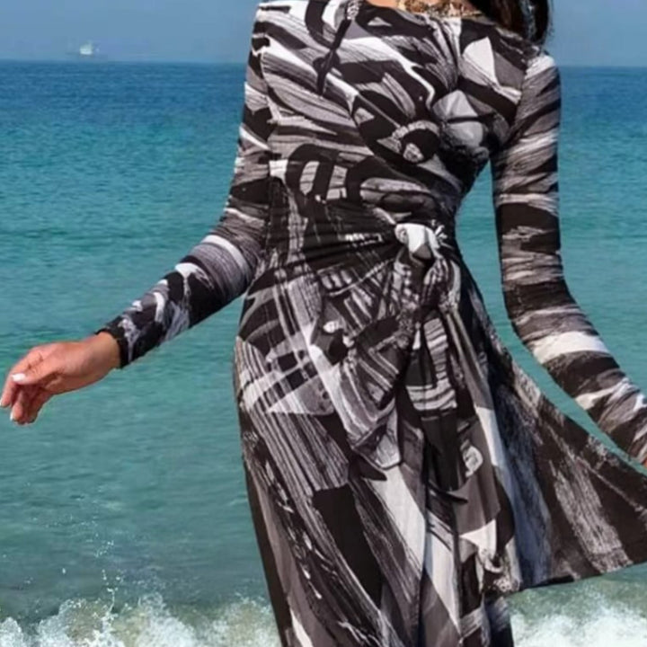 Women's Maxi Beach Dress with Sophisticated Wrap Design Mune Fashion
