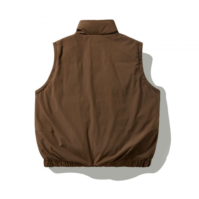 Men's Quilted Outdoor Vest with High Stand-Up Collar, Elastic Hem and Large Flap Pockets Mune Fashion