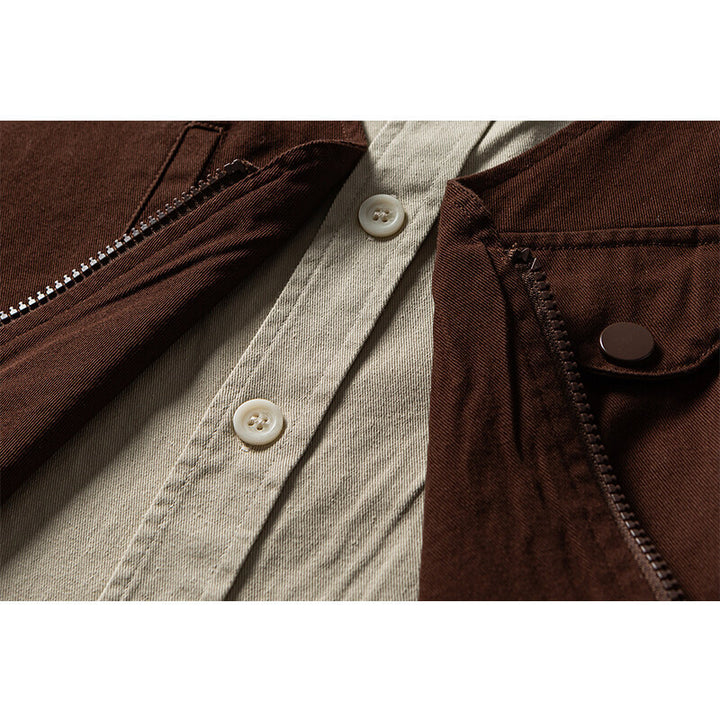 Men's utility vest with multifunctional pockets, half zip and integrated shirt layer Mune Fashion