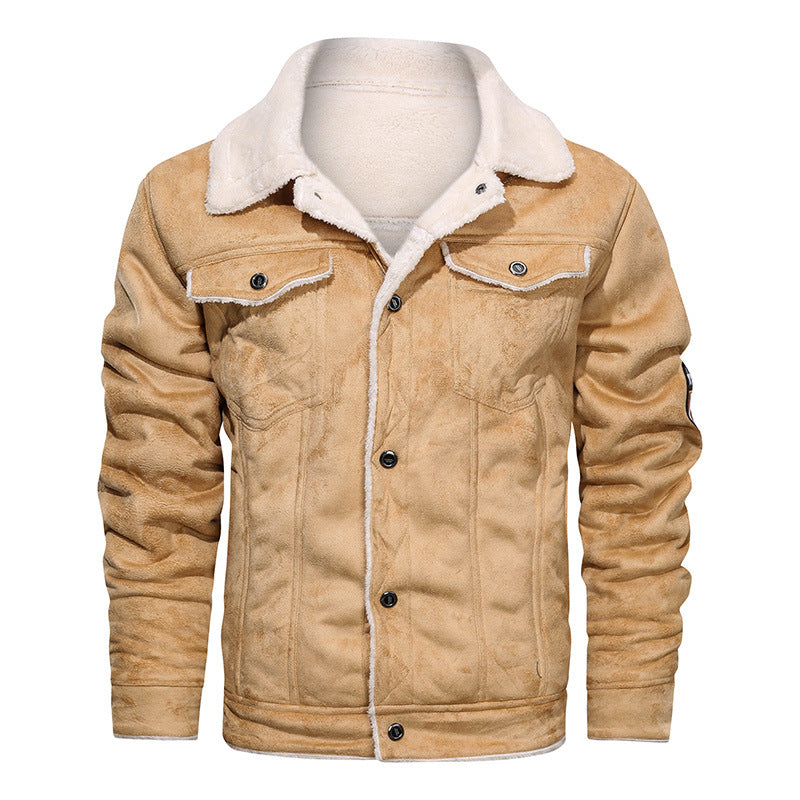 Men's faux sheepskin lined denim jacket with teddy lining and snap button placket Mune Fashion