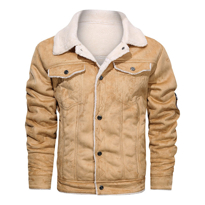 Men's faux sheepskin lined denim jacket with teddy lining and snap button placket Mune Fashion