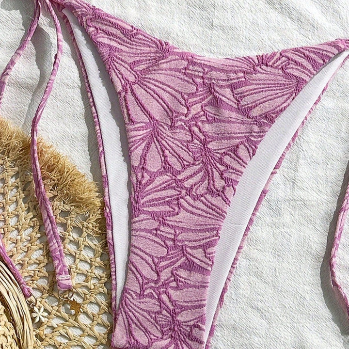 Women’s Triangle Bikini with Floral Design and Playful Ties Mune Fashion