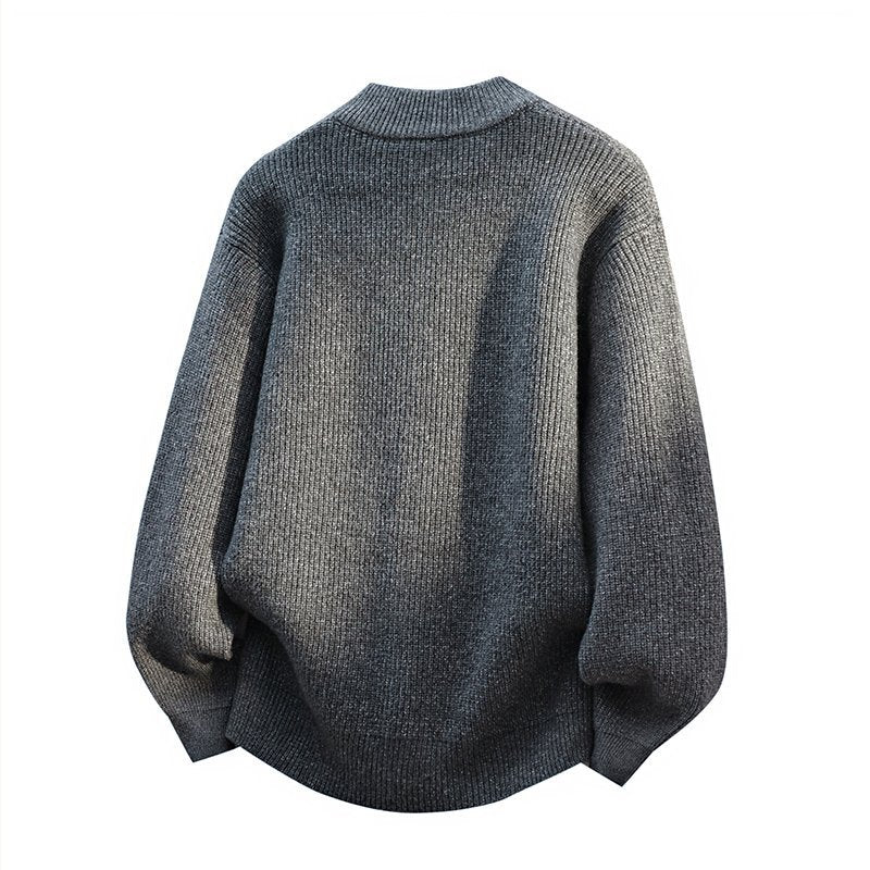 Men's Oversized Cardigan with Two-Way Zipper, Ribbed Hem and Patch Pockets Mune Fashion
