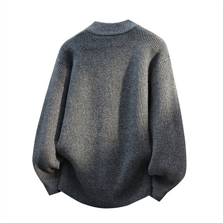 Men's Oversized Cardigan with Two-Way Zipper, Ribbed Hem and Patch Pockets Mune Fashion