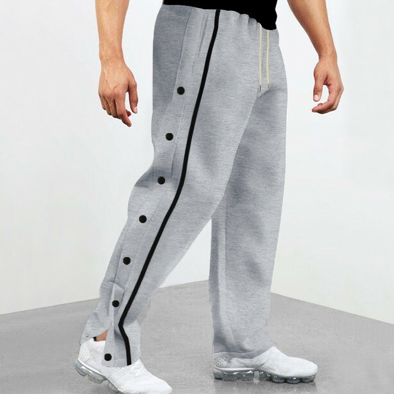 Men's side snap button training pants with contrast stripes and wide cut Mune Fashion