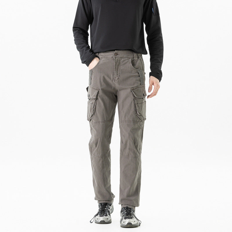 Herren Gerade geschnittene Utility-Cargohose mit Knieabnähern, Mehrfachklappentaschen und verstärkten Nähten Mune Fashion