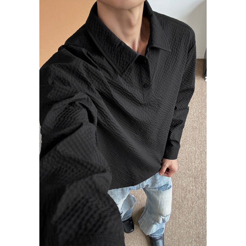 Men's Casual Long Sleeve Shirt with Textured Fabric Mune Fashion