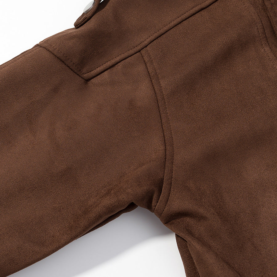 Women's Oversized Bomber Jacket in Velvet Look with High Stand-up Collar and Waist Belt Mune Fashion