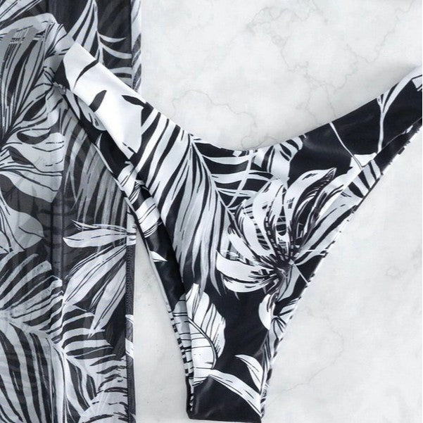 Ladies swim outfit with floral top and transparent palazzo pants Mune Fashion