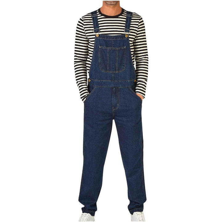 Men's jeans overall with pockets and adjustable straps