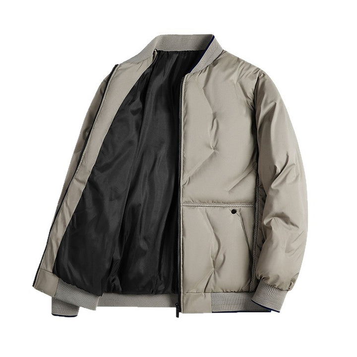 Men's Minimalist Thermal Bomber Jacket with Smooth Lining and Concealed Zipper Placket Mune Fashion