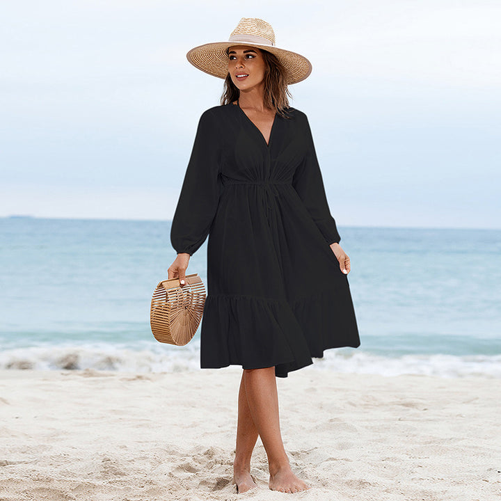 Women's Summer Beach Dress with Casual Cut and Elastic Waistband Mune Fashion