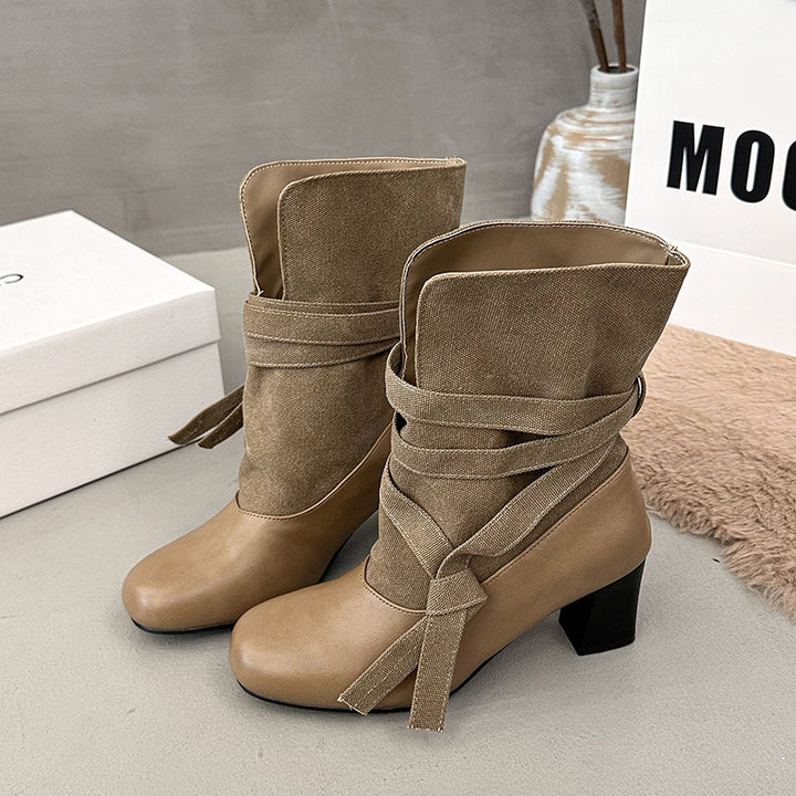 Ladies Elegant and Comfortable Ankle Boots with Straps Mune Fashion