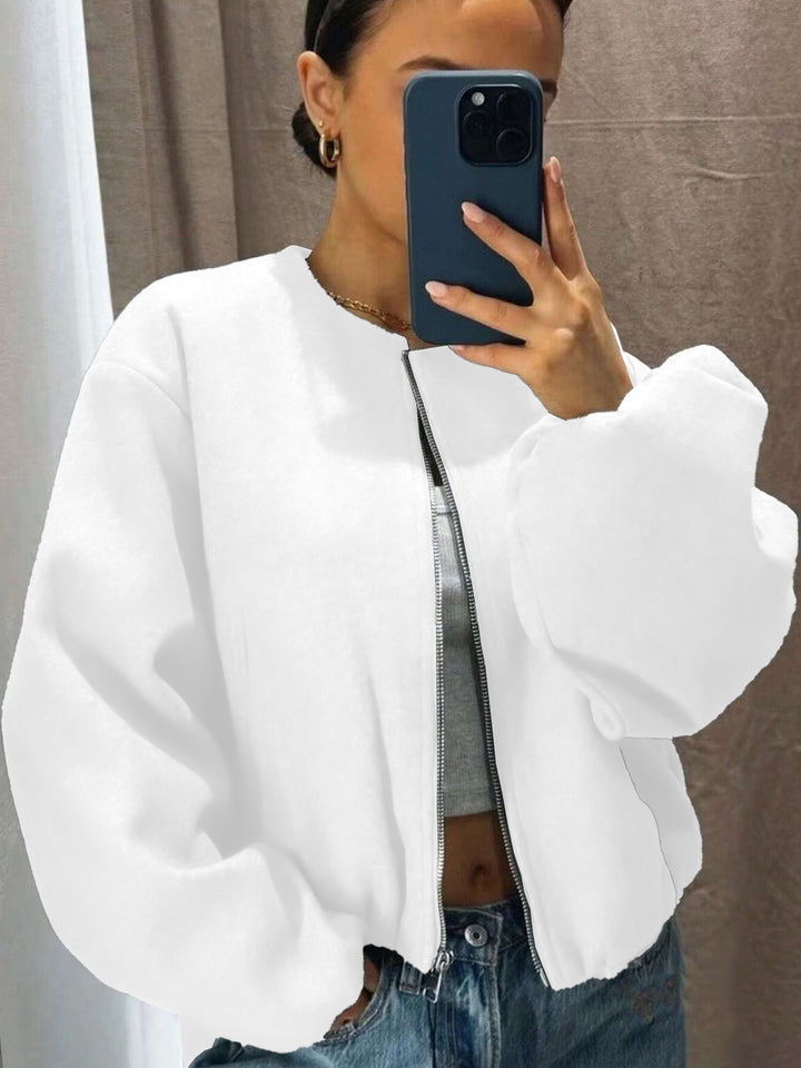 Women's Oversized Bomber Jacket with Zipper and Volume Sleeves Drune