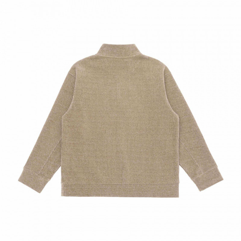 Unisex Boxy Knit Sweater with Half Button Placket and Stand-Up Collar Mune Fashion