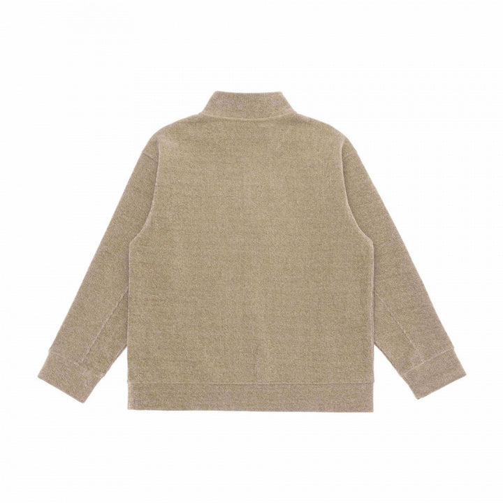 Unisex Boxy Knit Sweater with Half Button Placket and Stand-Up Collar Mune Fashion