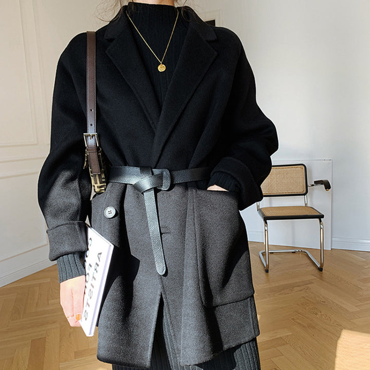 Women's Oversized Coat with Waist Belt Mune Fashion