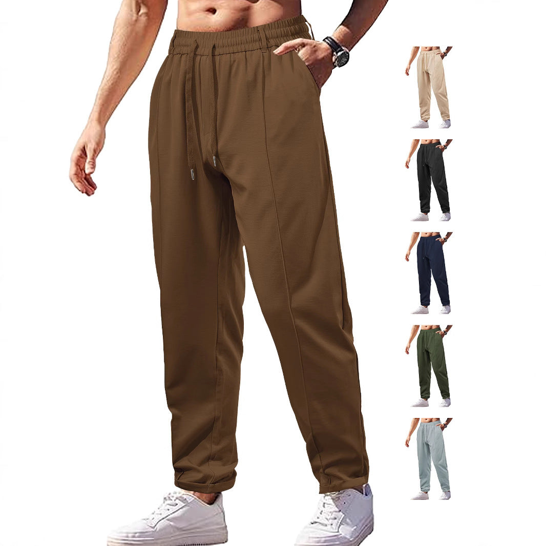 Women's Light Relaxed Trousers with Elastic Waistband, Straight Cut & Sewn-on Back Pocket Mune Fashion
