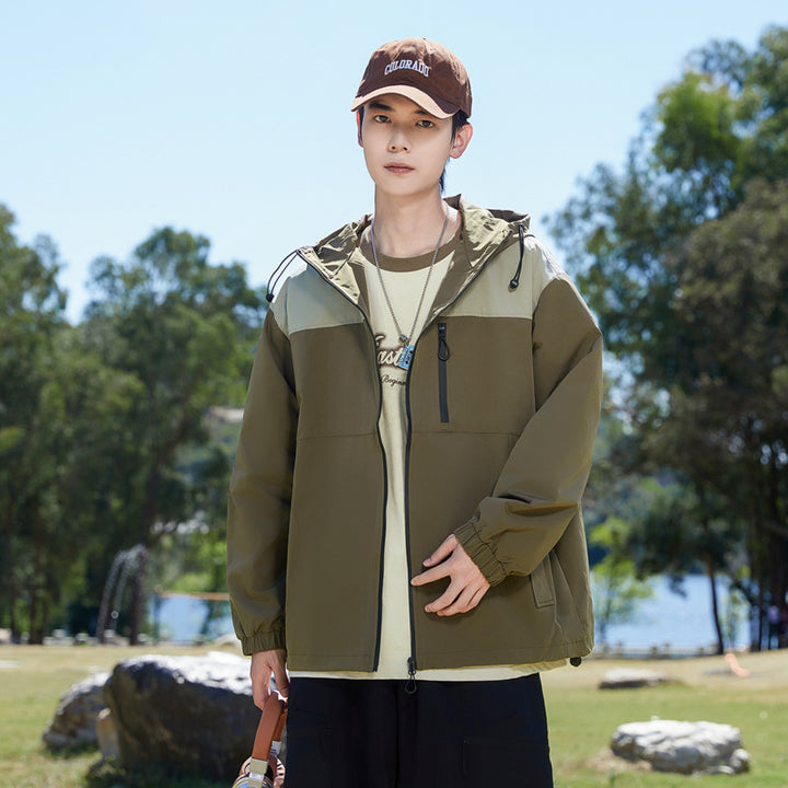 Men's Fashion Windbreaker Jacket with Adjustable Hood Mune Fashion