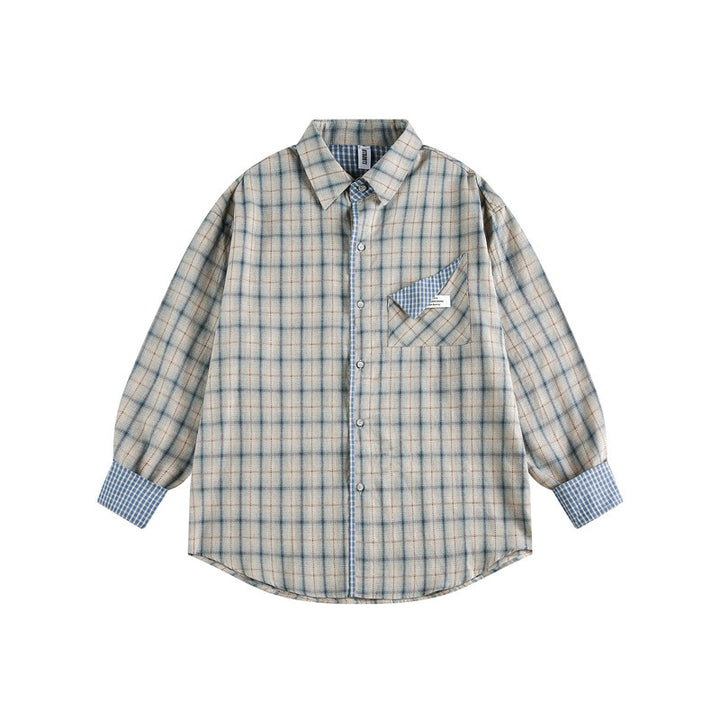 Unisex Oversize Shirt Jacket in Check Pattern with Asymmetric Chest Pocket and Contrast Cuffs Mune Fashion