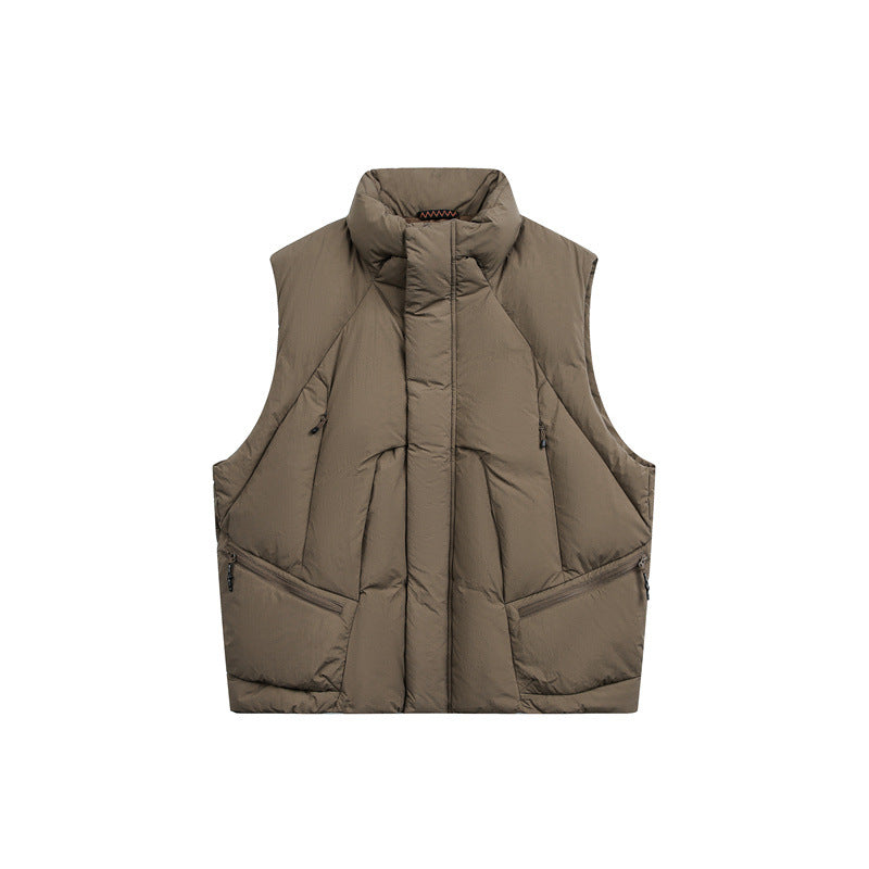 Men's padded quilted vest with high stand-up collar and multifunction pockets Mune Fashion