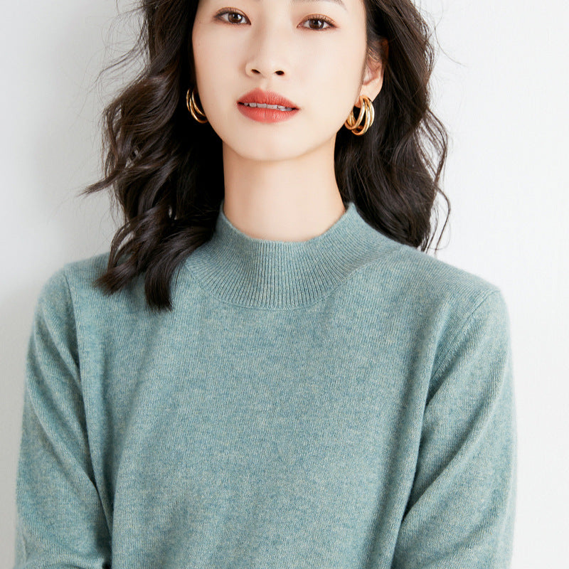 Women's Short Roll Neck Fine Knit Sweater with Light Mohair Effect Mune Fashion