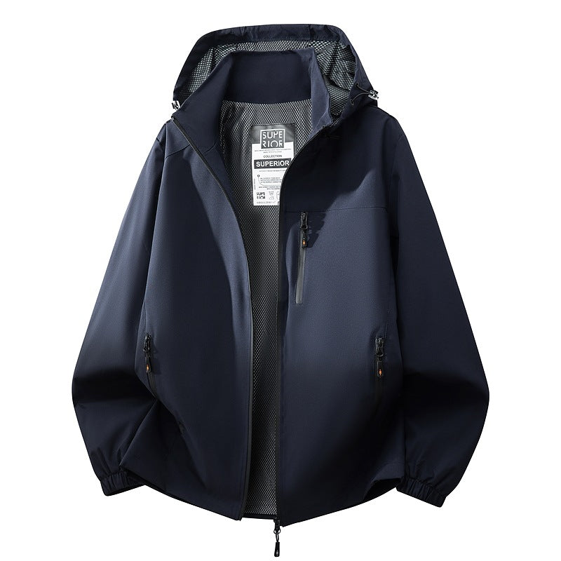 Men's lightweight water-repellent hooded softshell jacket with mesh lining, zip pockets & elastic cuffs Mune Fashion