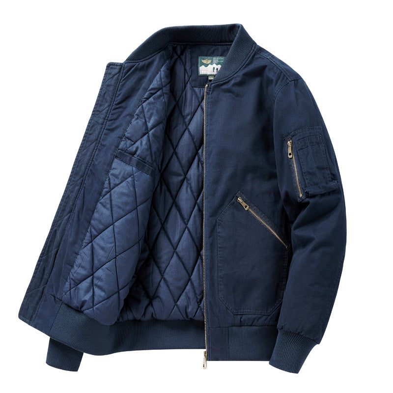 Men's Canvas Bomber Jacket in Vintage Workwear Design with Arm Pocket Mune Fashion